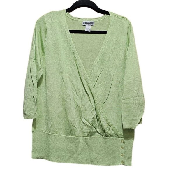 JL Studio Womens Green Long Sleeve Wrap Sweater Size X Rayon & Cotton Blend Butt - Picture 1 of 7